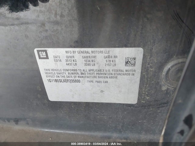 Chevrolet Malibu 1ls 2014 1G11B5SLXEF235800 Image 9