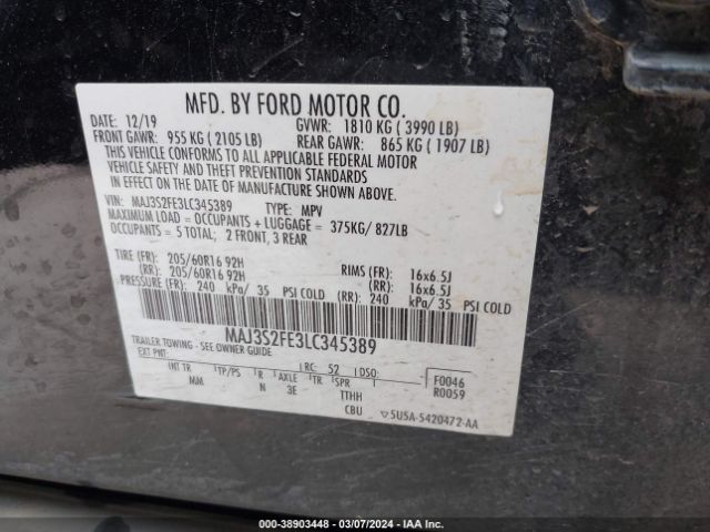 MAJ3S2FE3LC345389 Ford ECOSPORT S