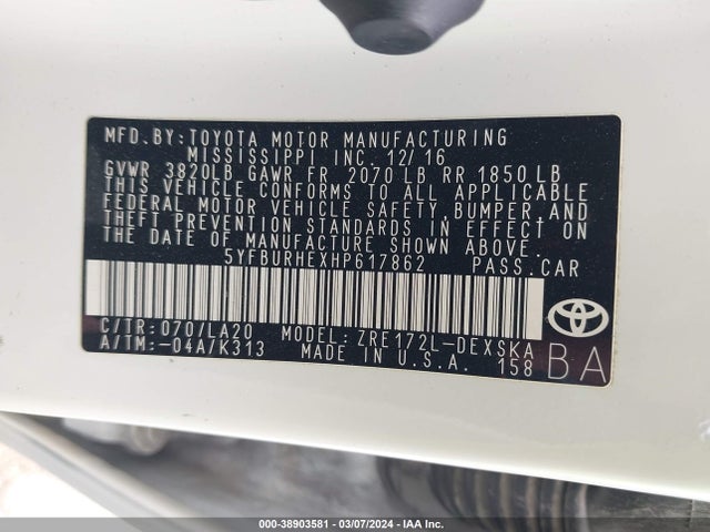 Toyota Corolla Xse 2017 5YFBURHEXHP617862 Image 9
