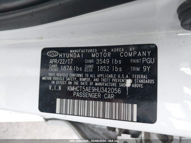 Hyundai ACCENT SE 2017 KMHCT5AE9HU342056 Image 9