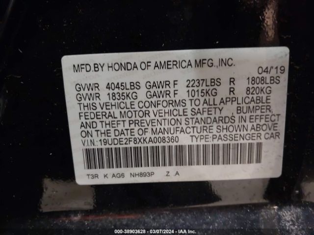 19UDE2F8XKA008360 Acura Ilx Premium   A-spec Packages/technology   A-spec Packages