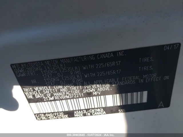 Toyota Rav4 Xle 2017 2T3WFREV6HW372211 Image 9