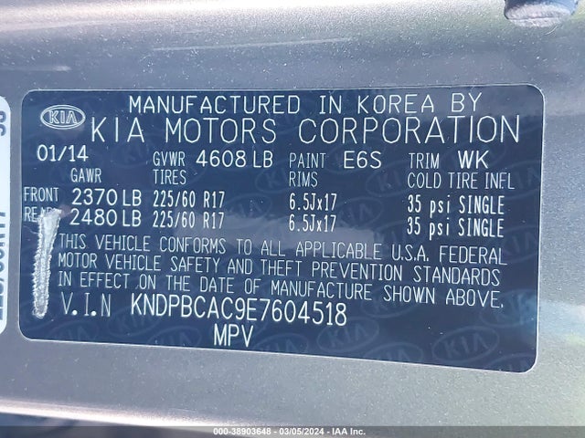KIA Sportage Lx 2014 KNDPBCAC9E7604518 Image 9