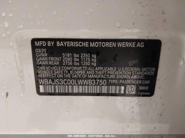 BMW 540i Xdrive 2020 WBAJS3C00LWW83750 Image 9