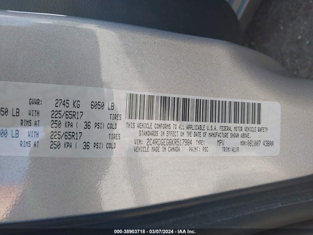 Dodge Grand Caravan Gt 2019 2C4RDGEG6KR517984 Image 9
