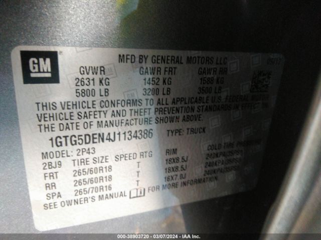 1GTG5DEN4J1134386 GMC CANYON SLT