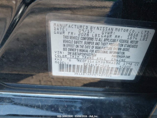 Nissan SENTRA SR 2017 3N1AB7AP2HY407504 Image 9