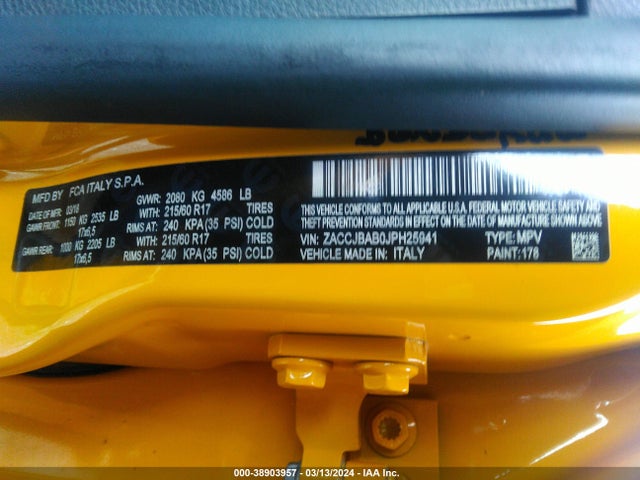 ZACCJBAB0JPH25941 Jeep Renegade Upland Edition 4x4