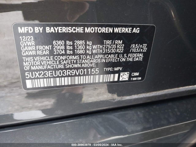 BMW X5 Xdrive40i 2024 5UX23EU03R9V01155 Image 9
