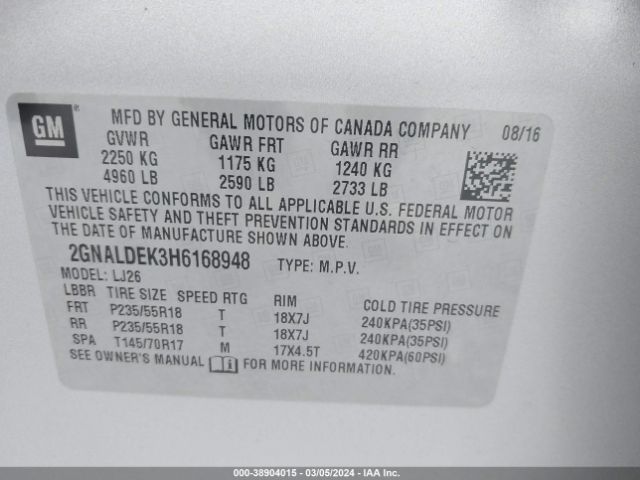 2GNALDEK3H6168948 Chevrolet Equinox Premier