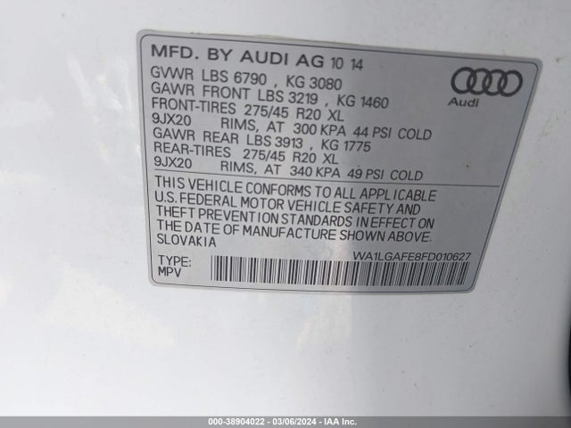 Audi Q7 3.0t Premium 2015 WA1LGAFE8FD010627 Image 9