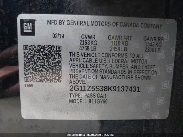 Chevrolet IMPALA LT 2019 2G11Z5S38K9137431 Image 9