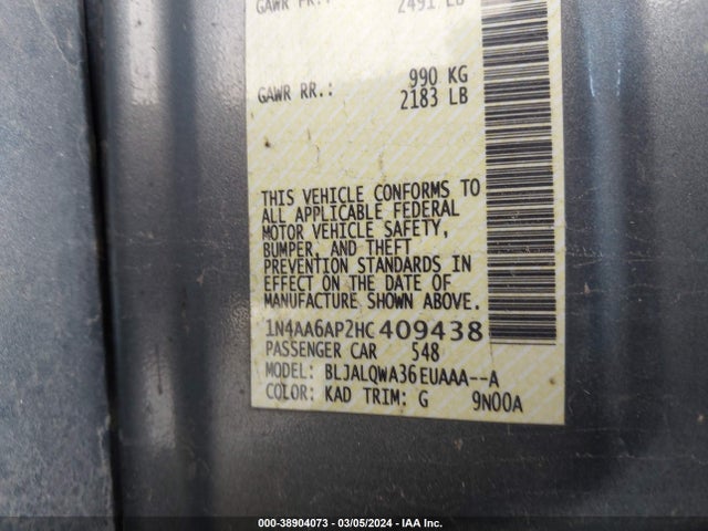 Nissan Maxima 3.5 S 2017 1N4AA6AP2HC409438 Image 9