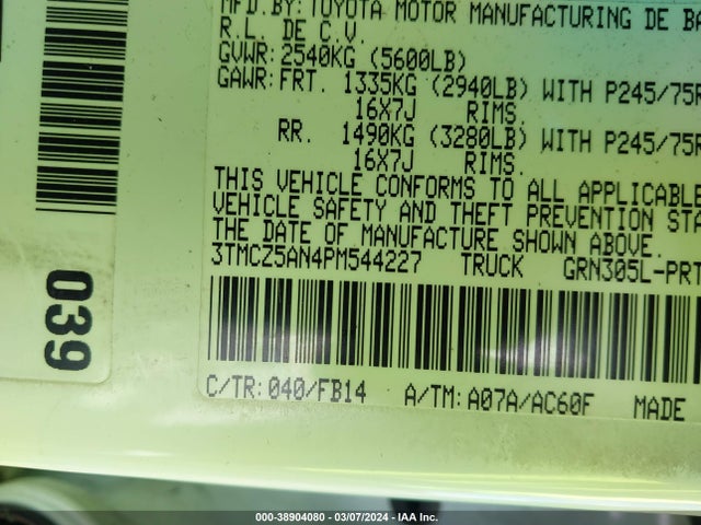 Toyota Tacoma Sr V6 2023 3TMCZ5AN4PM544227 Image 9