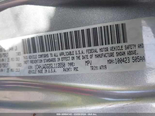 1C4HJWDG2GL113550 Jeep Wrangler Unlimited Sport