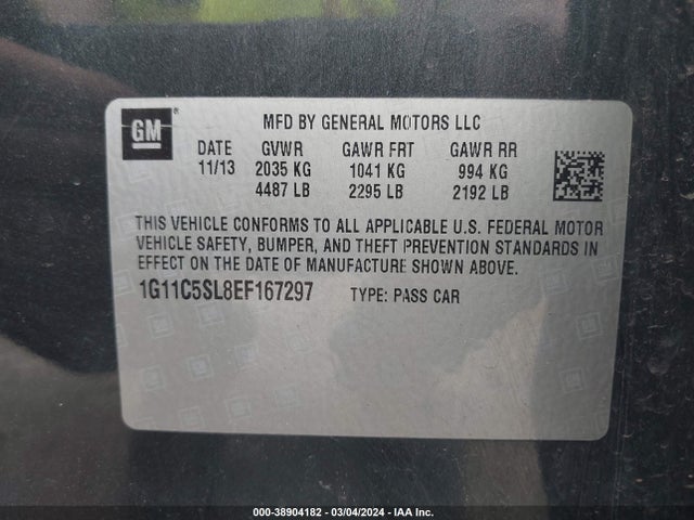 Chevrolet MALIBU 1LT 2014 1G11C5SL8EF167297 Image 9
