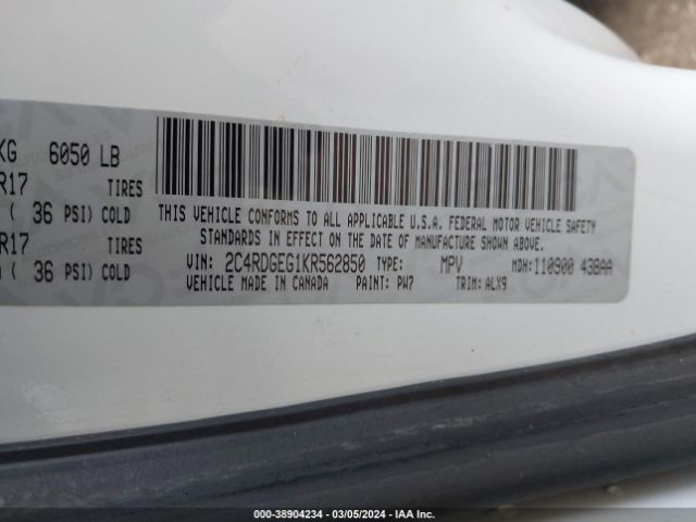 2C4RDGEG1KR562850 Dodge Grand Caravan Gt