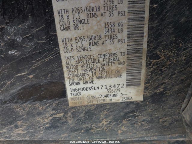 1N6ED0EB9LN713472 Nissan Frontier Sv 4x4