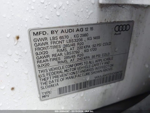 Audi Q7 3.0t Premium 2017 WA1LAAF72HD004781 Image 9