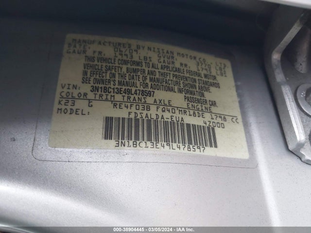 Aukcja sprzedaży 2009 Nissan Versa 1.8s, vin: 3N1BC13E49L478597, numer aukcji: 38904445