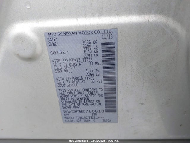 Nissan Rogue Sl 2014 5N1AT2MT6EC760818 Image 9