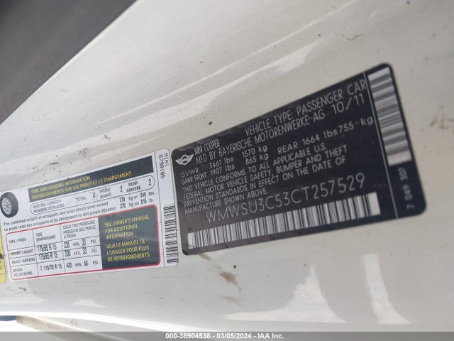 2012 MINI COOPER WMWSU3C53CT257529 Photo 8