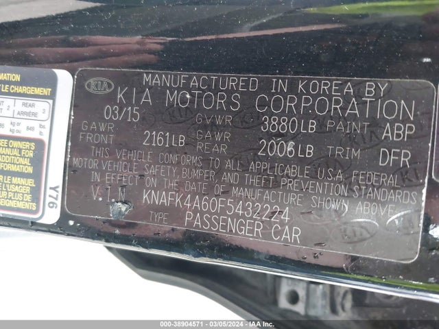 KIA FORTE LX 2015 KNAFK4A60F5432224 Image 9