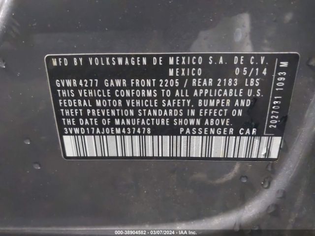 3VWD17AJ0EM437478 Volkswagen Jetta 1.8t Se