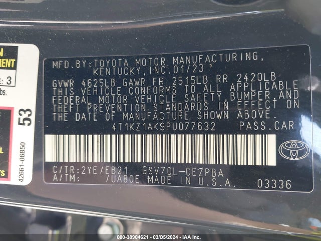 Toyota CAMRY TRD 2023 4T1KZ1AK9PU077632 Image 9