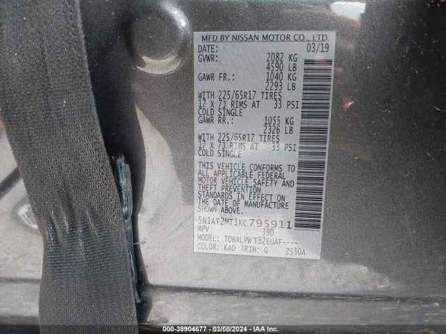 Nissan ROGUE S 2019 5N1AT2MT1KC795911 Image 9