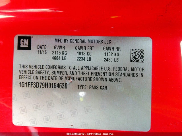Chevrolet Camaro 1ss 2017 1G1FF3D79H0164630 Image 9