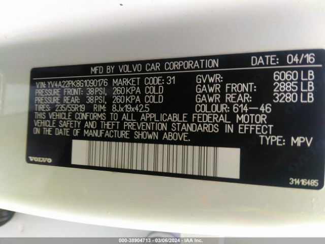 YV4A22PK8G1090176 Volvo Xc90 T6 Momentum