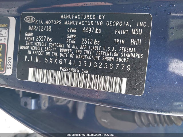 KIA Optima Lx 2018 5XXGT4L33JG256779 Image 9