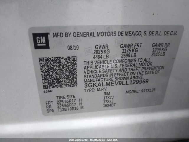 3GKALMEV9LL129969 GMC Terrain Fwd Sle