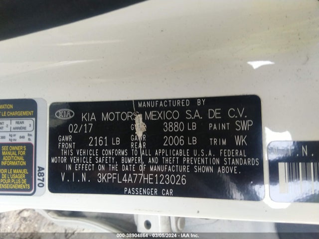 KIA FORTE LX 2017 3KPFL4A77HE123026 Image 9