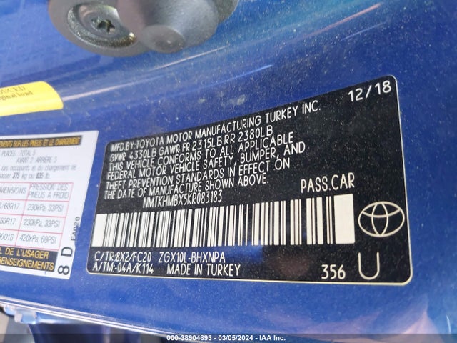 Toyota C-HR LE 2019 NMTKHMBX5KR083183 Image 9