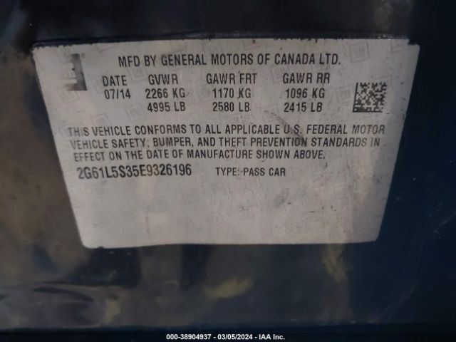 2G61L5S35E9326196 Cadillac Xts Standard