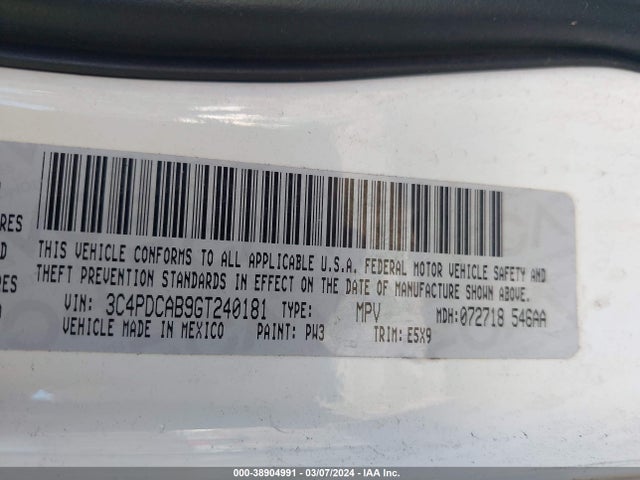Dodge JOURNEY SE 2016 3C4PDCAB9GT240181 Image 9