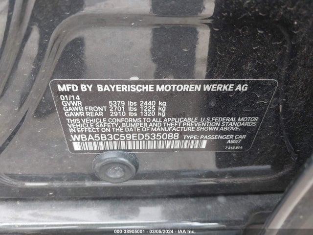 BMW 535i Xdrive 2014 WBA5B3C59ED535088 Image 9