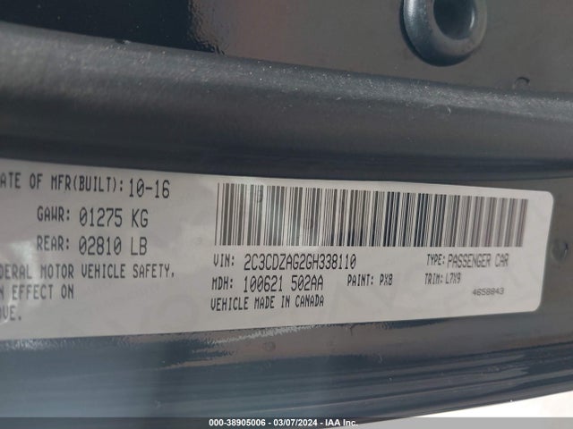 Dodge Challenger Sxt 2016 2C3CDZAG2GH338110 Image 9