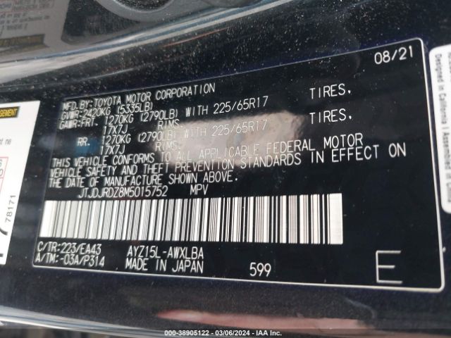JTJDJRDZ8M5015752 Lexus NX 300H