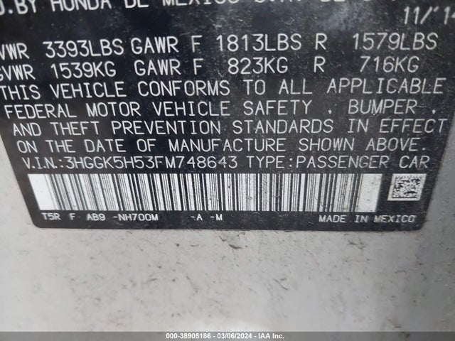 Honda FIT LX 2015 3HGGK5H53FM748643 Image 9