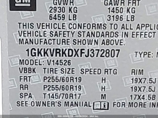 GMC Acadia Slt-1 2015 1GKKVRKDXFJ372807 Image 9