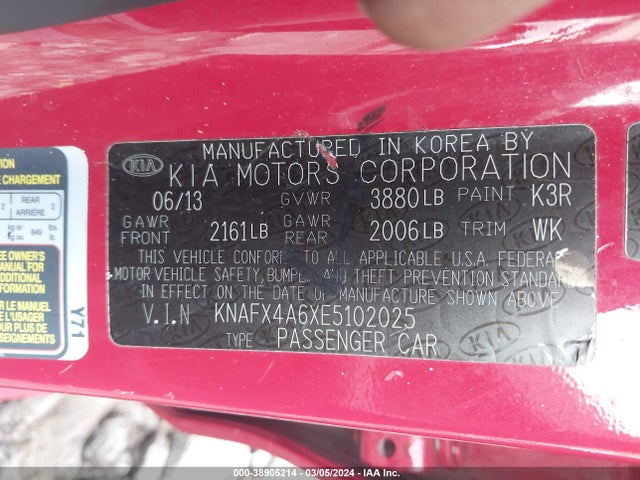 KIA FORTE LX 2014 KNAFX4A6XE5102025 Image 9