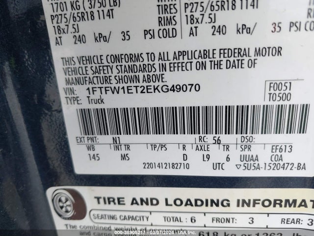 Ford F-150 Xlt 2014 1FTFW1ET2EKG49070 Image 9