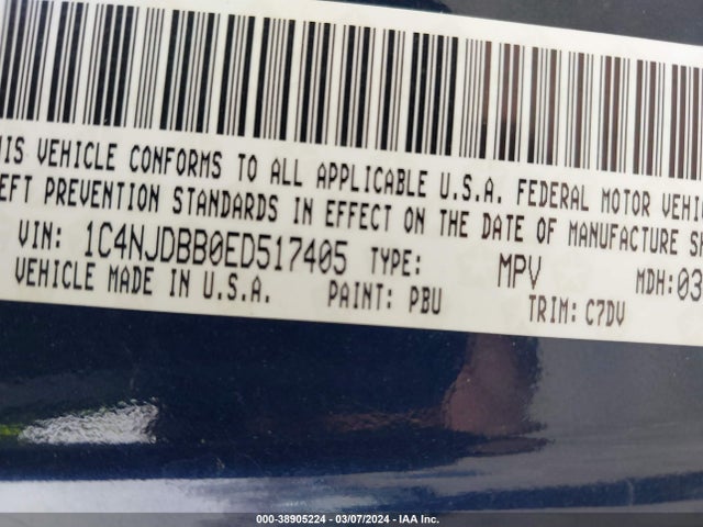 Jeep Compass Sport 2014 1C4NJDBB0ED517405 Image 9