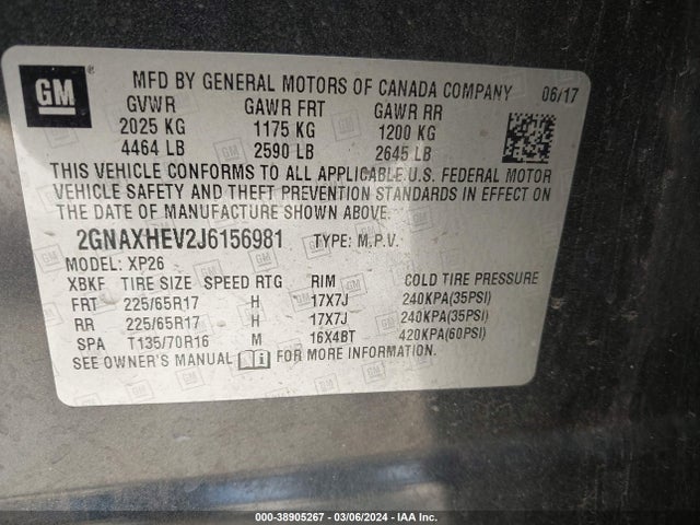 Chevrolet EQUINOX LS 2018 2GNAXHEV2J6156981 Image 9