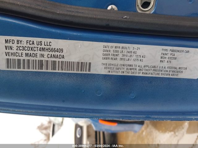 2C3CDXCT4MH566409 Dodge Charger R/t Rwd