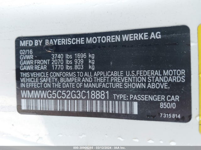 2016 MINI CONVERTIBLE WMWWG5C52G3C18881 Photo 8