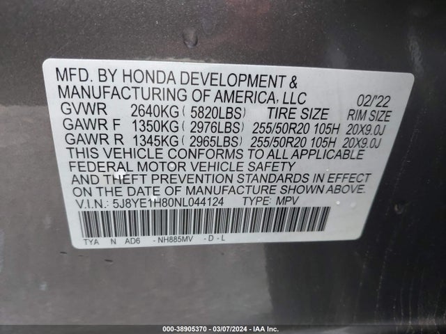 Acura Mdx Advance Package 2022 5J8YE1H80NL044124 Image 9